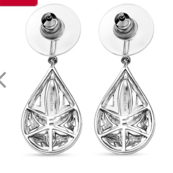 EverTrue White Diamond Accent Floral Earrings in Platinum Bond - Picture 4 of 6